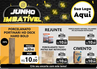 Modelo de Encarte para Encarte A4 Horizontal com o tema Junho Imbatível para Pisos e revestimentos