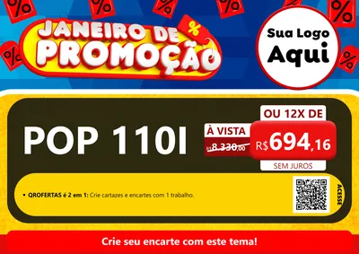 Modelo de Cartaz para Cartaz A4 Horizontal com o tema Janeiro de Promoção para Concessionaria de Motos