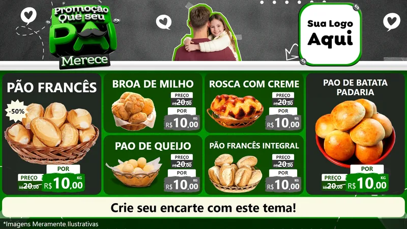 Modelo de TV para TV Horizontal com o tema Promoção Que seu Pai Merece para Padaria