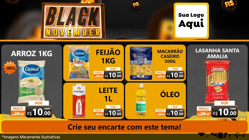 Modelo de TV para TV Horizontal com o tema Black November para Supermercado