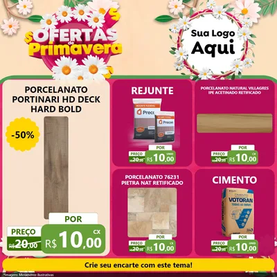 Modelo de Rede Social para Feed Facebook com o tema Ofertas de Primavera para Pisos e revestimentos