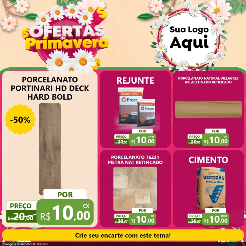 Modelo de Rede Social para Feed Facebook com o tema Ofertas de Primavera para Pisos e revestimentos