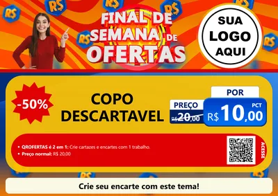 Modelo de Cartaz para Cartaz A4 Horizontal com o tema Final de Semana de Ofertas para Embalagens