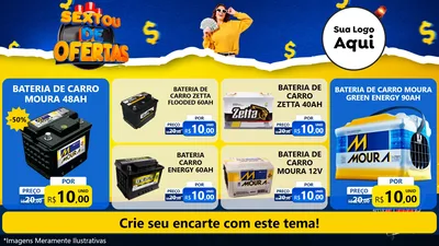 Modelo de TV para TV Horizontal com o tema Sextou de Ofertas para Baterias Elétricas