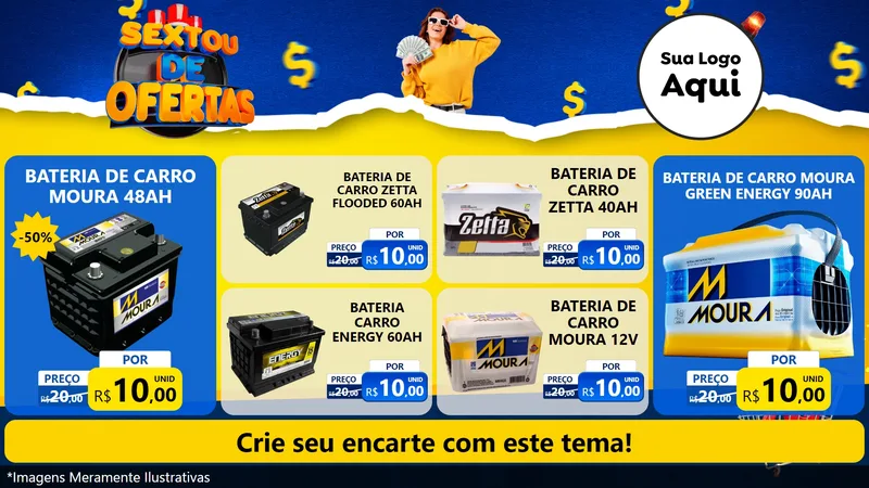 Modelo de TV para TV Horizontal com o tema Sextou de Ofertas para Baterias Elétricas