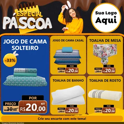 Modelo de Rede Social para Feed Facebook com o tema Especial Páscoa para Cama, Mesa e Banho