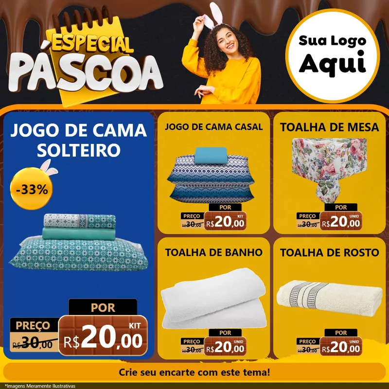 Modelo de Rede Social para Feed Facebook com o tema Especial Páscoa para Cama, Mesa e Banho