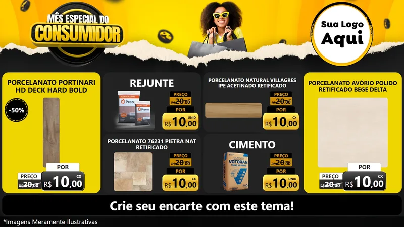 Modelo de TV para TV Horizontal com o tema Mês Especial do Consumidor para Pisos e revestimentos