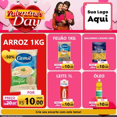 Modelo de Rede Social para Feed Facebook com o tema Valentine's Day para Supermercado