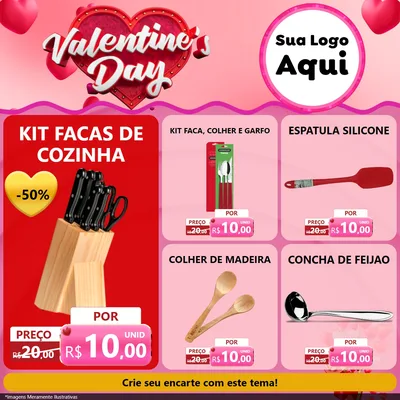 Modelo de Rede Social para Feed Facebook com o tema Valentine's Day para Utilidades Domésticas