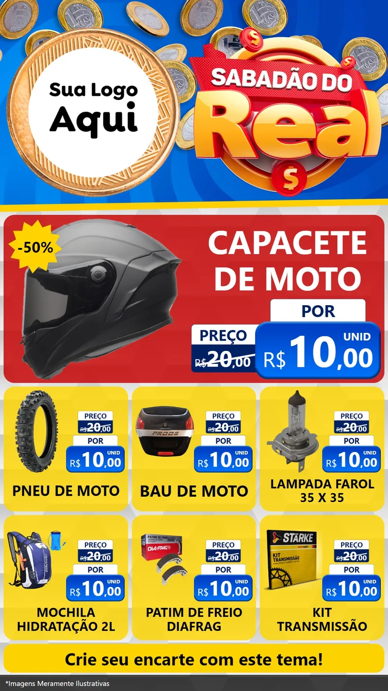 Modelo de Rede Social para Stories com o tema Sabadão do Real para Moto peças