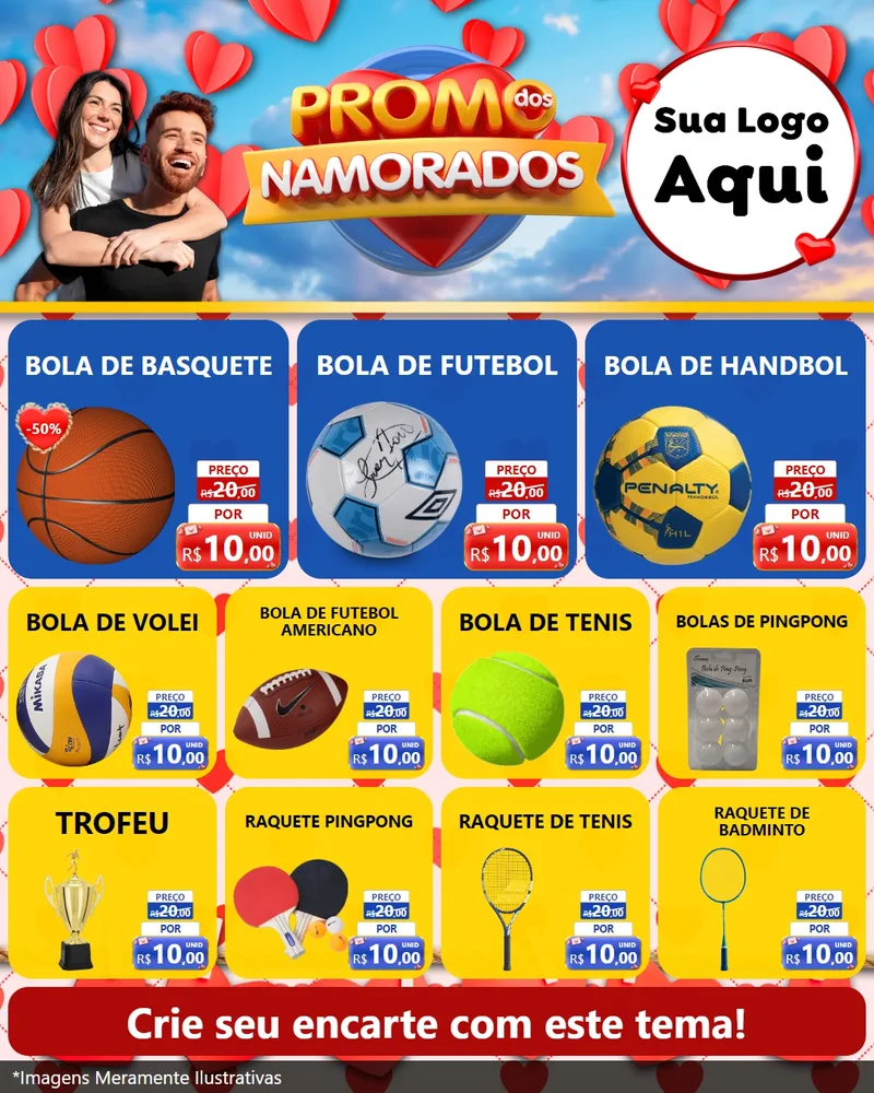 Modelo de Rede Social para Feed Instagram com o tema Promo dos Namorados para Artigos Esportivos