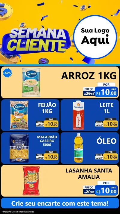 Modelo de TV para TV Vertical com o tema Semana do Cliente para Supermercado