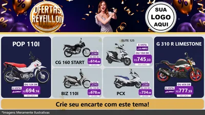 Modelo de TV para TV Horizontal com o tema Ofertas de Réveillon para Concessionaria de Motos