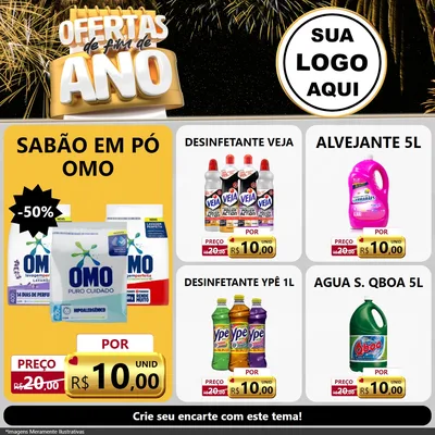 Modelo de Rede Social para Feed Facebook com o tema Ofertas de Fim de Ano para Produtos de Limpeza