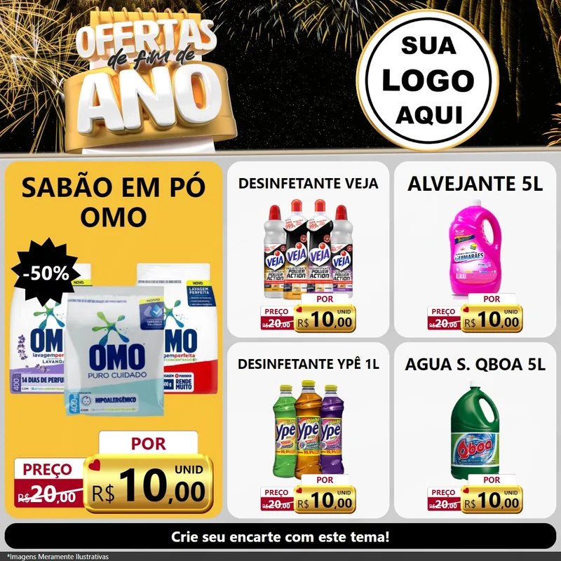 Modelo de Rede Social para Feed Facebook com o tema Ofertas de Fim de Ano para Produtos de Limpeza