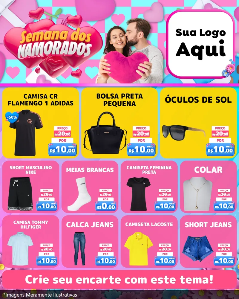 Modelo de Rede Social para Feed Instagram com o tema Semana dos Namorados para Roupas e acessórios