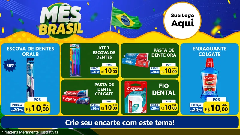 Modelo de TV para TV Horizontal com o tema Mês do Brasil para Higiene Pessoal