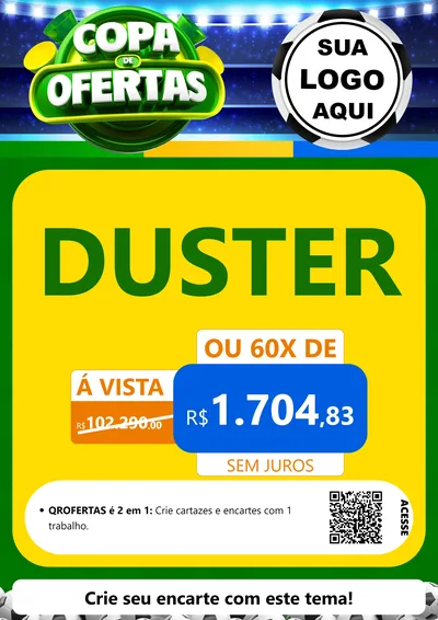 Modelo de Cartaz para Cartaz A4 Vertical com o tema Copa de Ofertas para Concessionaria de Carros