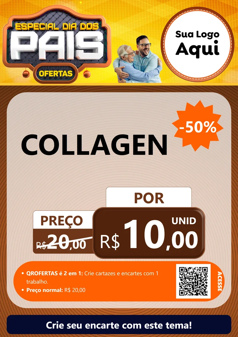 Modelo de Cartaz para Cartaz A4 Vertical com o tema Especial Dia dos Pais para Suplementos alimentares