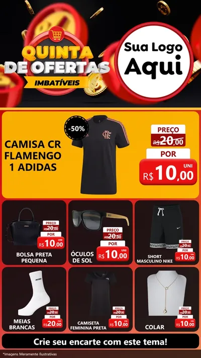 Modelo de Rede Social para Stories com o tema Quinta de Ofertas Imbatíveis para Roupas e acessórios