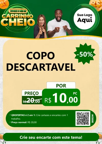 Modelo de Cartaz para Cartaz A4 Vertical com o tema Carrinho Cheio para Embalagens