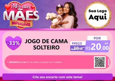 Modelo de Cartaz para Cartaz A4 Horizontal com o tema Mês das Mães Imperdível para Cama, Mesa e Banho