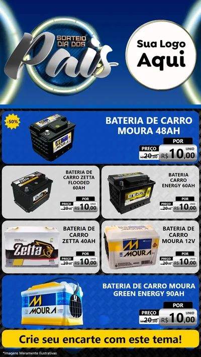 Modelo de TV para TV Vertical com o tema Sorteio Dia Dos Pais para Baterias Elétricas