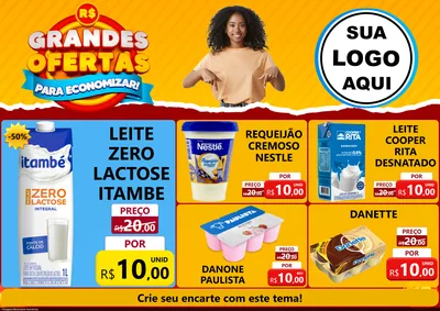 Modelo de Encarte para Encarte A4 Horizontal com o tema Grandes Ofertas Para Economizar! para Frios e Laticínios