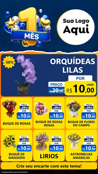 Modelo de Rede Social para Stories com o tema Um Mês de Aniversário para Floricultura e jardim