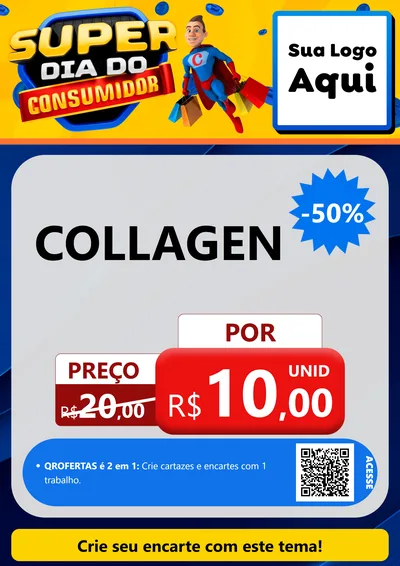 Modelo de Cartaz para Cartaz A4 Vertical com o tema Super Dia do Consumidor para Suplementos alimentares