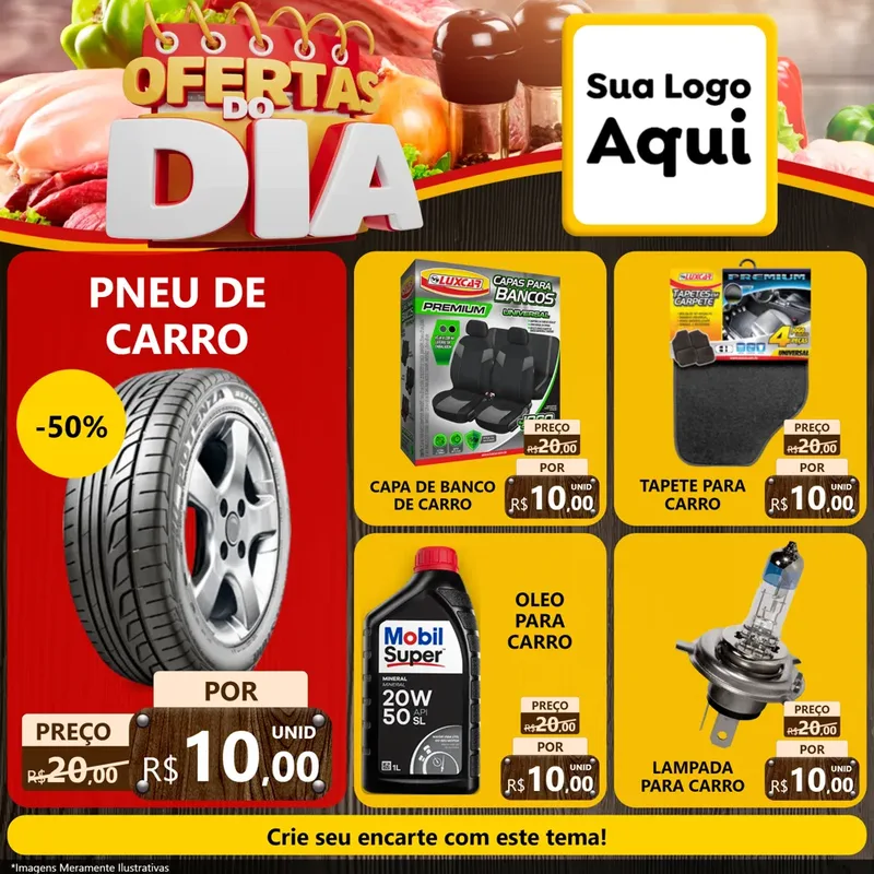 Modelo de Rede Social para Feed Facebook com o tema Ofertas do Dia para Auto peças