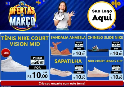 Modelo de Encarte para Encarte A4 Horizontal com o tema Ofertas de Março para Calçados