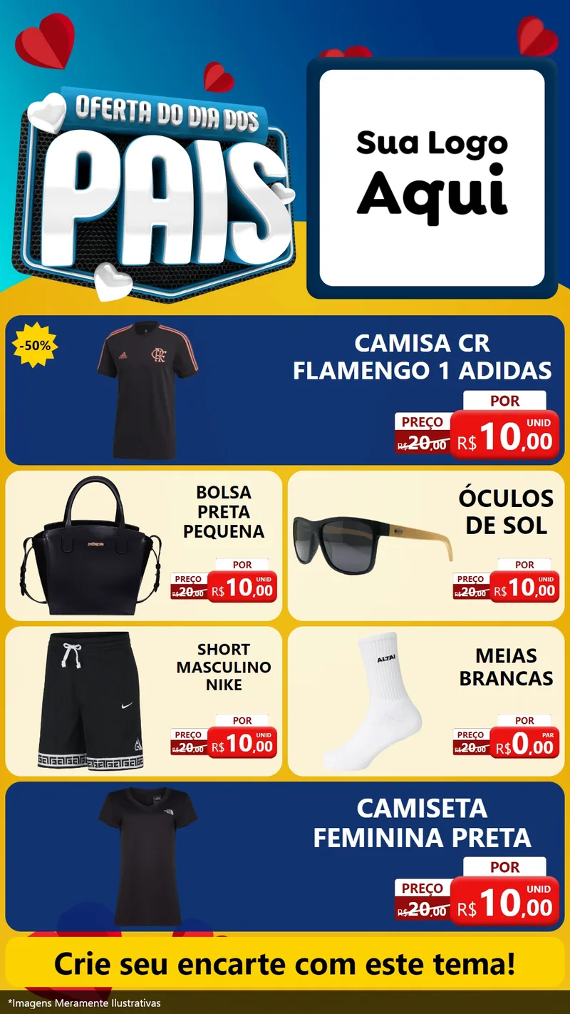 Modelo de TV para TV Vertical com o tema Oferta Do Dia Dos Pais para Roupas e acessórios