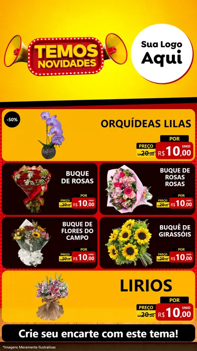 Modelo de TV para TV Vertical com o tema Temos Novidades para Floricultura e jardim