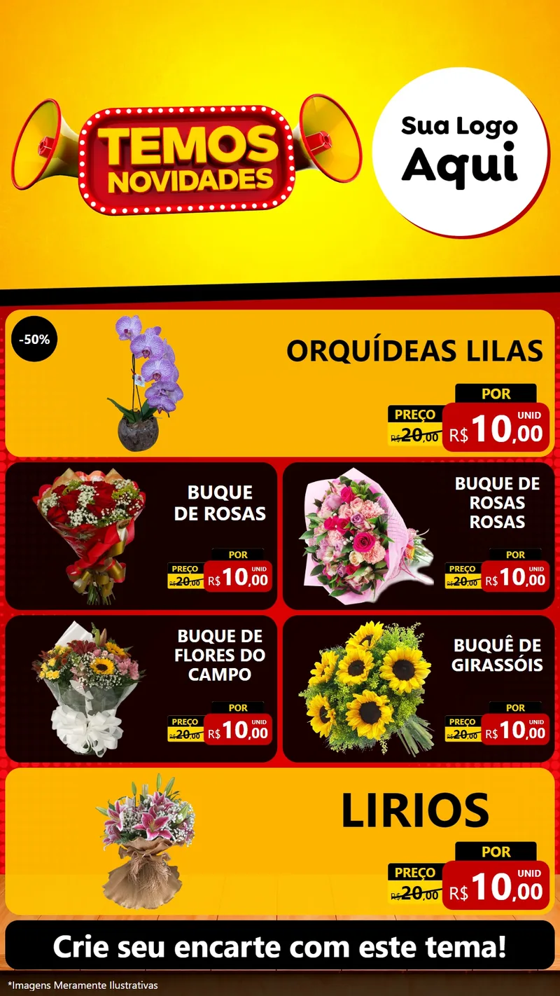 Modelo de TV para TV Vertical com o tema Temos Novidades para Floricultura e jardim