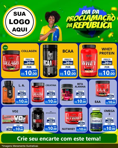Modelo de Rede Social para Feed Instagram com o tema Dia Da Proclamação Da República para Suplementos alimentares