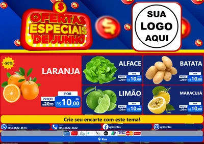 Modelo de Encarte para Encarte A4 Horizontal com o tema Ofertas Especiais de Junho para Hortifrúti