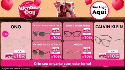Modelo de TV para TV Horizontal com o tema Valentine's Day para Óticas