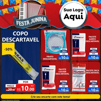 Modelo de Rede Social para Feed Facebook com o tema Festa Junina para Embalagens