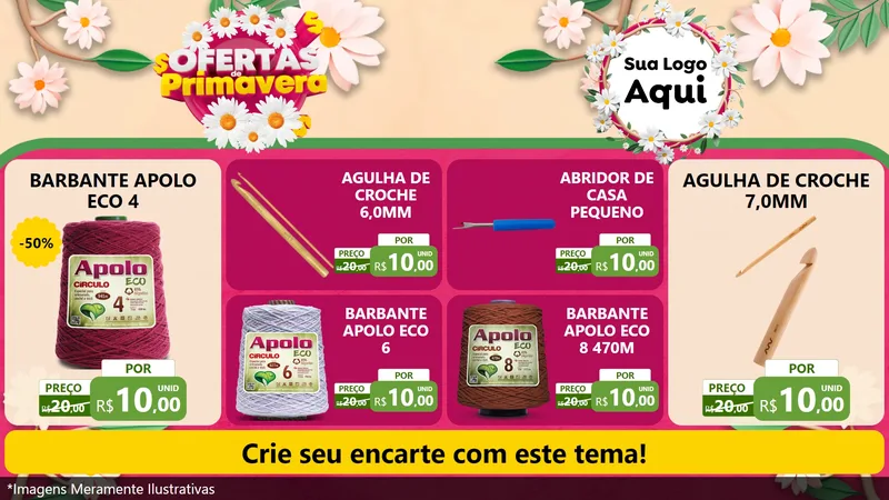 Modelo de TV para TV Horizontal com o tema Ofertas de Primavera para Armarinho e Aviamentos