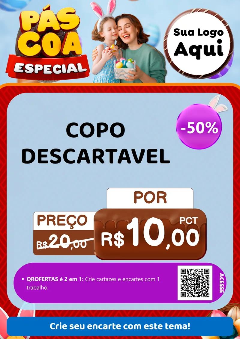 Modelo de Cartaz para Cartaz A4 Vertical com o tema Páscoa Especial para Embalagens