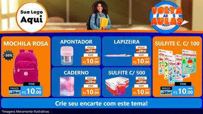 Modelo de TV para TV Horizontal com o tema Volta Às Aulas para Papelaria