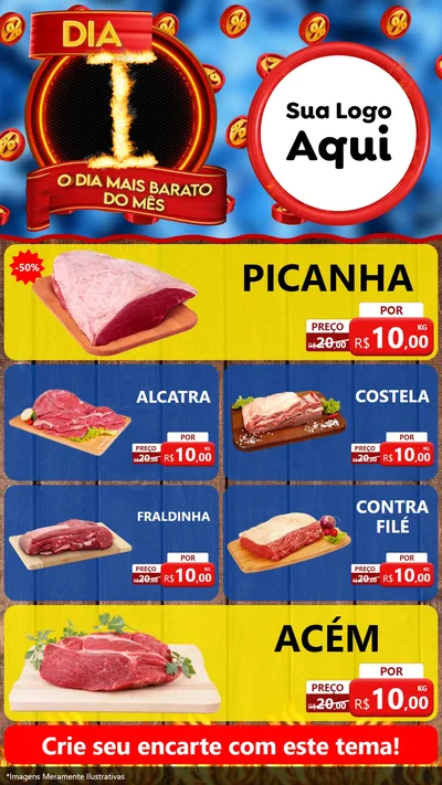 Modelo de TV para TV Vertical com o tema Dia I - O Dia Mais Barato Do Mês para Açougue