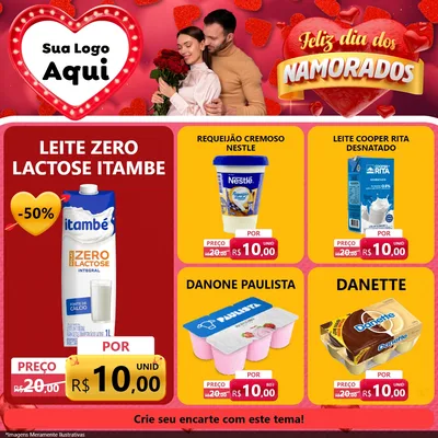 Modelo de Rede Social para Feed Facebook com o tema Feliz Dia Dos Namorados para Frios e Laticínios