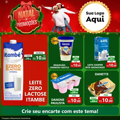 Modelo de Rede Social para Feed Facebook com o tema Natal de Promoções para Frios e Laticínios