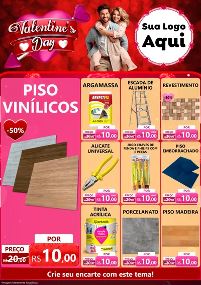 Modelo de Encarte para Encarte A4 Vertical com o tema Valentine's Day para Material para Construção