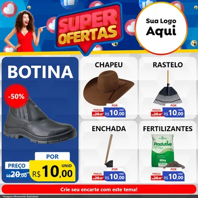 Modelo de Rede Social para Feed Facebook com o tema Super Ofertas para Agropecuária