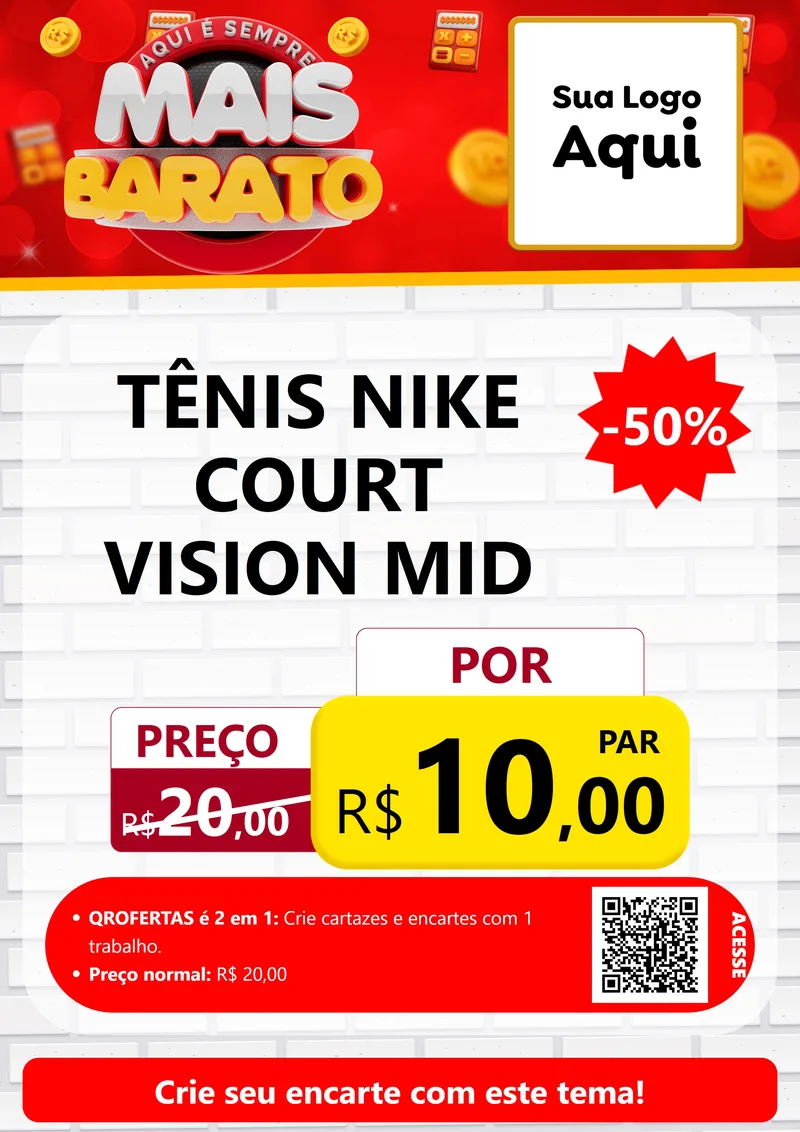 Modelo de Cartaz para Cartaz A4 Vertical com o tema Mais Barato para Calçados