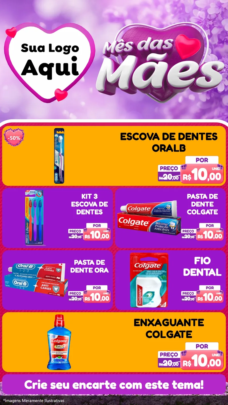 Modelo de TV para TV Vertical com o tema Mês das Mães para Higiene Pessoal